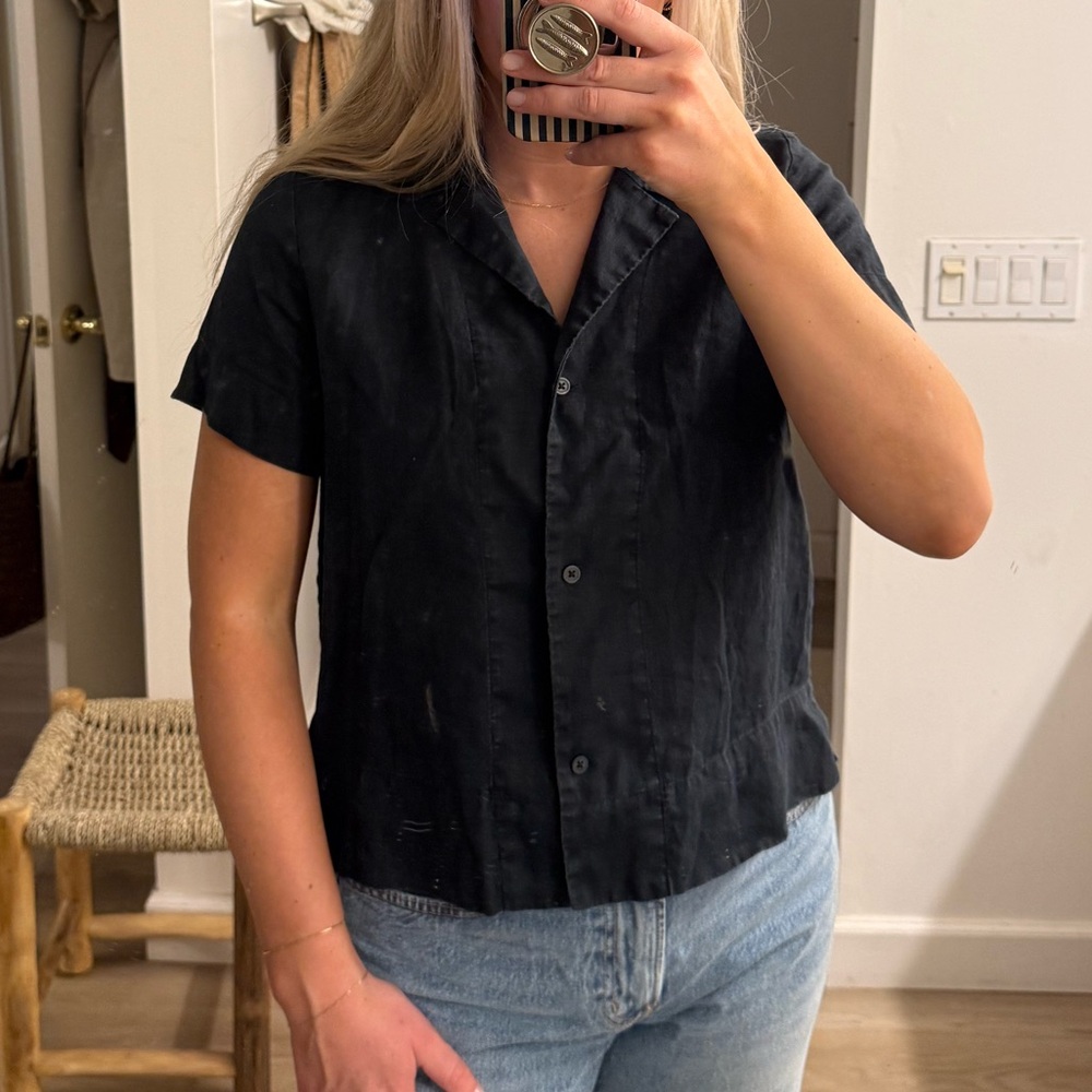 Everlane Black Short Sleeve Button-Down Shirt